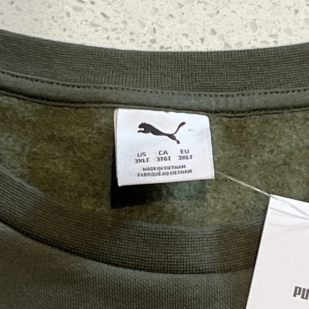 Puma Men's‎ 3XLT Green Fleece Sweatshirt Crewneck Pullover Big & Tall NWT